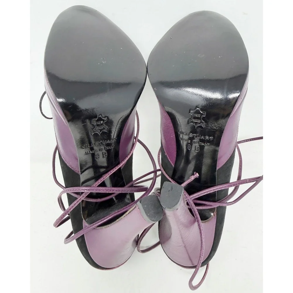 Jill Stuart Lace Up Heels Black Purple Platform‎ Pumps 38